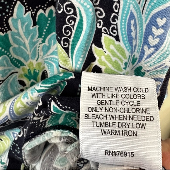 Appleseeds Women’s Quarter Snap Long Sleeve Petite Medium Navy/Green Paisley - Picture 5 of 6